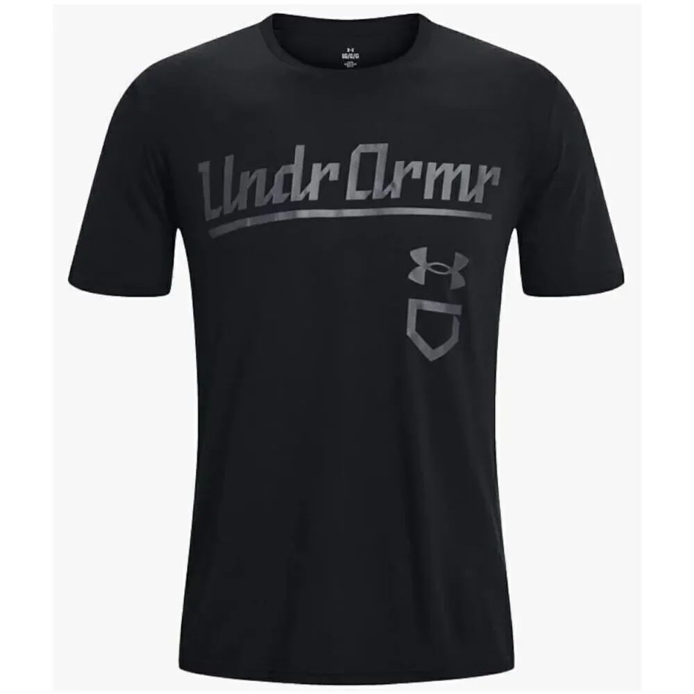 Under Armour Men's Baseball Script SS Loose Grey Short-Sleeve Shirt large